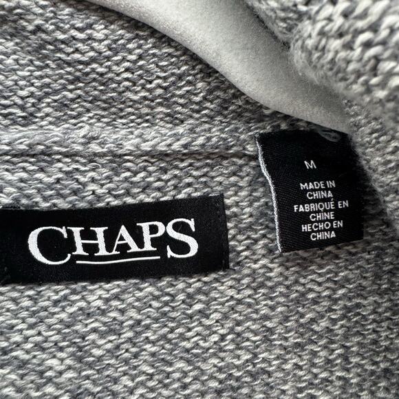 Chaps Cardigan Men M Heather Gray Grandpa Shawl V-Neck Button Up Sweater - Picture 2 of 12
